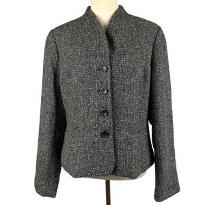 Coldwater Creek Tweed Blazer Navy Blue‎ Women 12 Career Office Business Classic